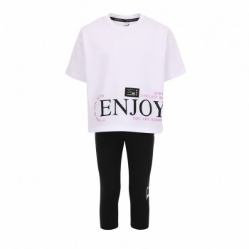 Παιδικό σετ με κάπρι κολάν για κορίτσια Sprint λευκό-μαύρο
