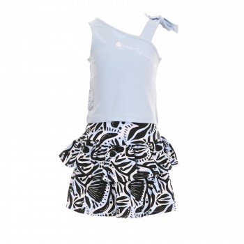 Παιδικό σετ με φούστα-σορτς  μακό για κορίτσια Sprint 3τμχ σιέλ- print