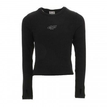 Παιδική μπλούζα για κορίτσια 4F slim fit μαύρη