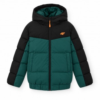 Παιδικό μπουφάν για αγόρια bomber 4F regular fit μαύρο - κυπαρισσί