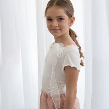Παιδική μπλούζα για κορίτσια Alice με σούρες εκρού