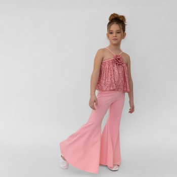 Παιδικό σετ με παντελόνα καμπάνα για κορίτσια Alice ροζ
