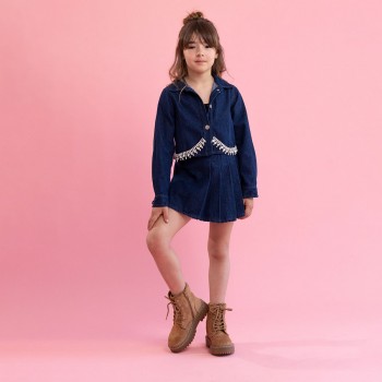 Παιδική σορτσόφουστα denim για κορίτσια Alice μπλε