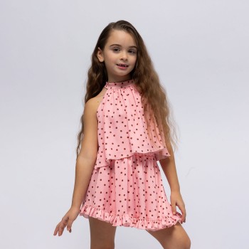 Σετ με φούστα σορτς για κορίτσια Alice ροζ πουά