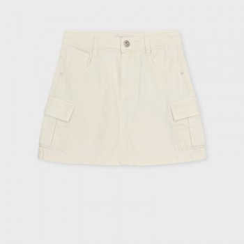Παιδική φούστα τζιν cargo για κορίτσια Ativo εκρού