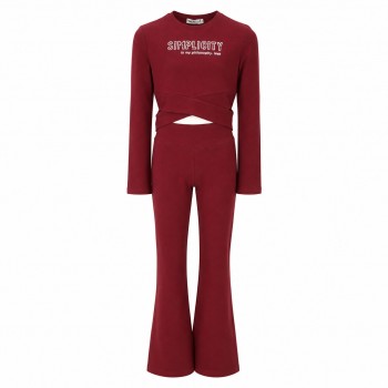 Παιδικό σετ με κολάν καμπάνα για κορίτσια Nekidswear μπορντό