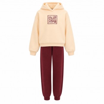 Παιδικό σετ φόρμας για κορίτσια Nekidswear κρεμ-μπορντώ