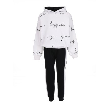 Παιδικό σετ φόρμα για κορίτσια Nekidswear λευκό-μαύρο