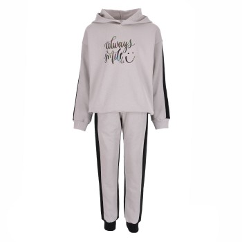 Παιδικό σετ φόρμα για κορίτσια Nekidswear εκρού-μαύρο