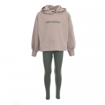 Παιδικό σετ με κολάν για κορίτσια Nekidswear ελεφαντί - χακί