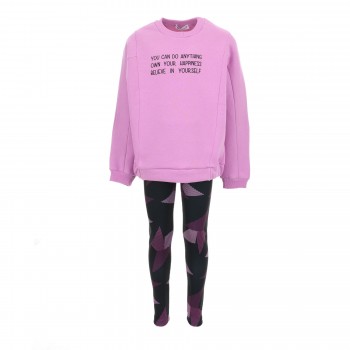 Παιδικό σετ με κολάν pcp για κορίτσια Nekidswear λιλά- μαύρο