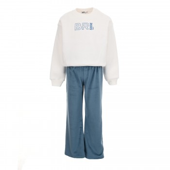  Παιδικό σετ φόρμα για κορίτσια Nekidswear εκρού - πετρόλ