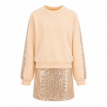 Παιδικό σετ με φούστα για κορίτσια Nekidswear κρεμ με παγιέτα