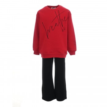  Παιδικό σετ φόρμα για κορίτσια Nekidswear κόκκινο - μαύρο