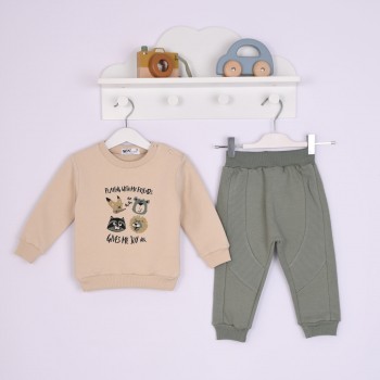 Βρεφικό σετ φόρμα φούτερ για αγόρια Nekidswear πάγου- βεραμάν