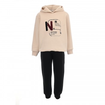 Παιδικό σετ φόρμα φούτερ για αγόρια Nekidswear εκρού