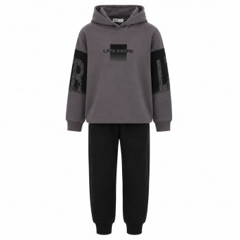 Παιδικό σετ φόρμα φούτερ για αγόρια Nekidswear ανθρακί-μαύρο