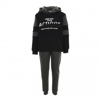 Παιδικό σετ φόρμα Nekidswear για αγόρια μαύρο-λαδί