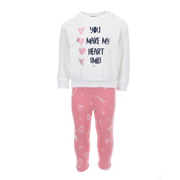Σετ παιδικά ρούχα Nekidswear εκρού-μαρέν-ροζ 3τμχ