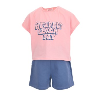 Παιδικό σετ με σορτς για κορίτσια Nekidswear σομών-μπλε