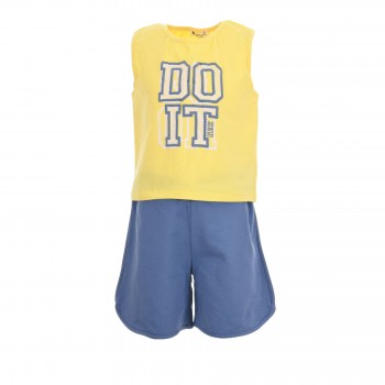 Παιδικό σετ με σορτς  για κορίτσια Nekidswear κίτρινο-ραφ