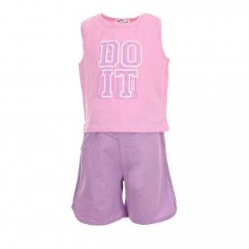 Παιδικό σετ με σορτς για κορίτσια Nekidswear ροζ-μωβ