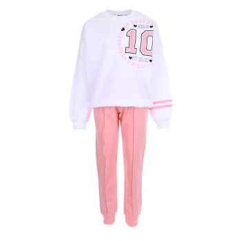 Παιδικό σετ φόρμα για κορίτσια Nekidswear λευκό-ροζ εποχιακό