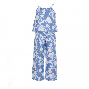 Παιδικό σετ με παντελόνα για κορίτσια Nekidswear σιέλ με αστερίες