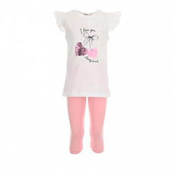 Παιδικό σετ για κορίτσια Nekidswear λευκό-ροζ