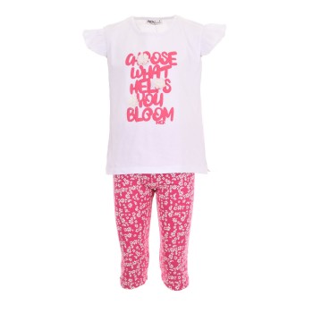 Παιδικό σετ με κολάν για κορίτσια Nekidswear λευκό-φουξ