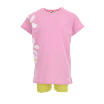 Παιδικό σετ με σορτς για κορίτσια Nekidswear ροζ-λαχανί