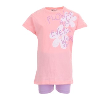 Παιδικό σετ με σορτς για κορίτσια Nekidswear ροζ-μωβ