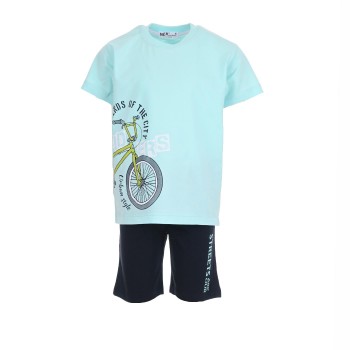 Παιδικό σετ για αγόρια Nekidswear με βερμούδα γαλάζιο- μαρέν