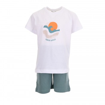 Παιδικό σετ για αγόρια Nekidswear λευκό- πετρόλ