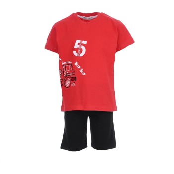 Παιδικό σετ για αγόρια Nekidswear με βερμούδα κόκκινο- μαύρο
