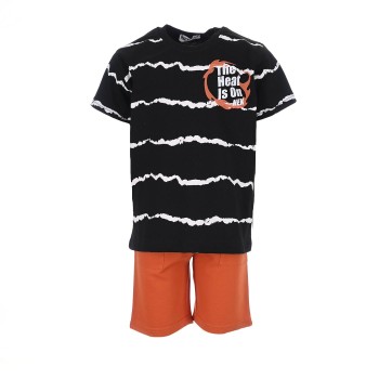 Παιδικό σετ για αγόρια Nekidswear με βερμούδα μαύρο- κεραμιδί