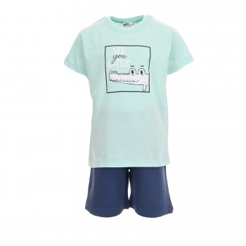 Παιδικό σετ με βερμούδα για αγόρια Nekidswear άκουα-ραφ