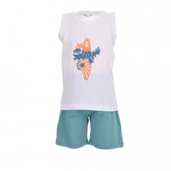 Παιδικό σετ για αγόρια Nekidswear λευκό- πετρόλ