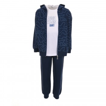 Παιδικό σετ φόρμα αχνούδιαστο  για αγόρια Nekidswear 3τμχ μπλε μαρέν