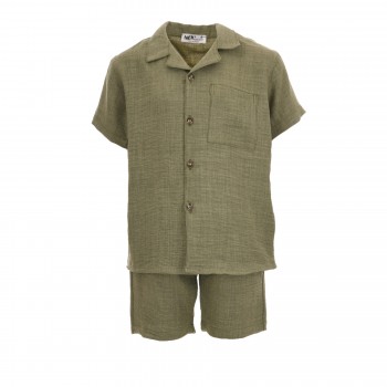 Παιδικό σετ με πουκάμισο για αγόρια Nekidswear χακί