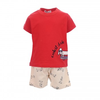  Βρεφικό σετ με βερμούδα για αγόρια Nekidswear κόκκινο -εκρού