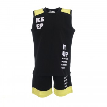  Παιδικό σετ με βερμούδα για αγόρια Nekidswear μαύρο - λεμονί