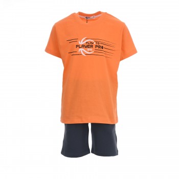 Παιδικό σετ αχνούδιαστο για αγόρια Nekidswear πορτοκαλί-ανθρακί