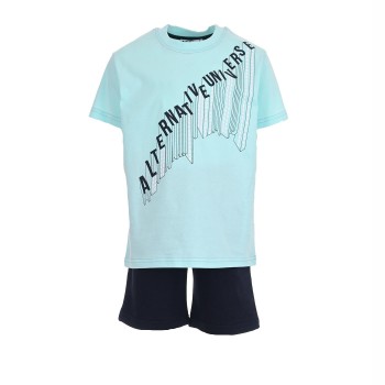 Παιδικό σετ για αγόρια Nekidswear με βερμούδα σιέλ- μαρέν