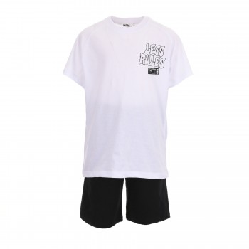 Παιδικό σετ με βερμούδα για αγόρια Nekidswear λευκό-μαύρο