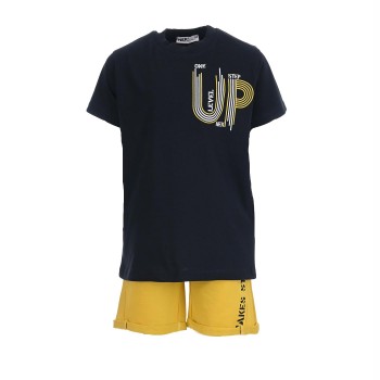 Παιδικό σετ για αγόρια Nekidswear με βερμούδα μαρέν- ώχρα