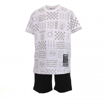 Παιδικό σετ για αγόρια Nekidswear λευκό- μαύρο