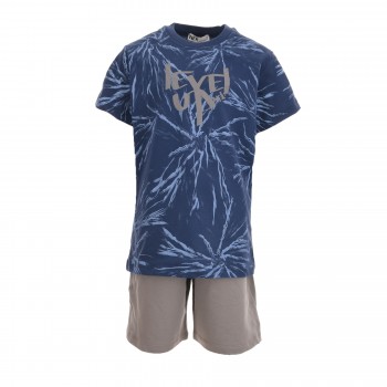 Παιδικό σετ με βερμούδα για αγόρια Nekidswear μαρέν-ελεφαντ