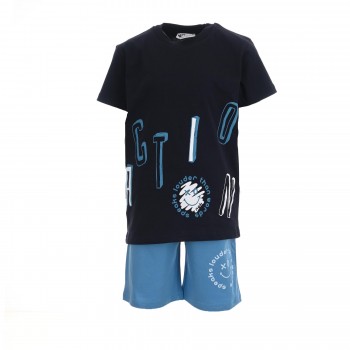 Παιδικό σετ για αγόρια Nekidswear με στάμπα μαρέν-μπλε