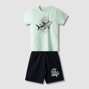 Παιδικό σετ με βερμούδα για αγόρια Nekidswear φυυστικί- μπλε μαρέν